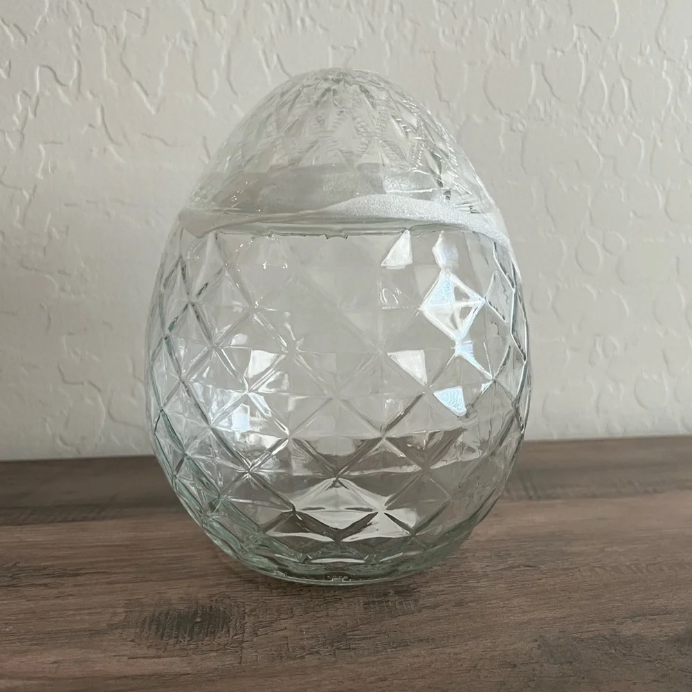 Clear Glass Easter Egg Novelty Jar 7” Target Bullseyes Playground